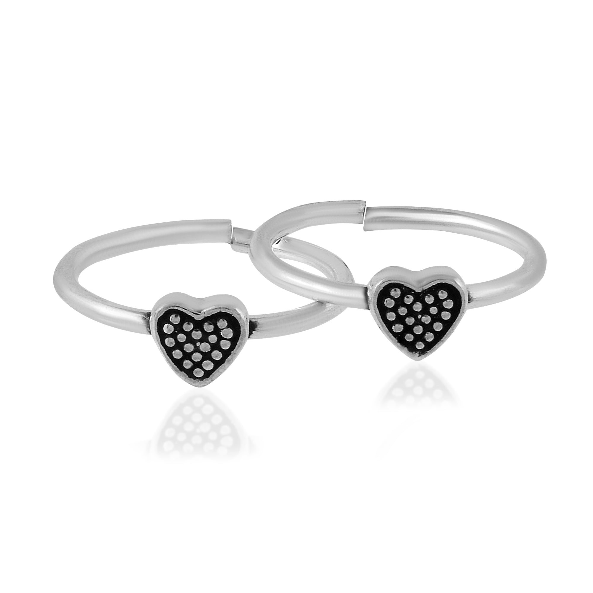 Silver Dotted Heart Toe Rings