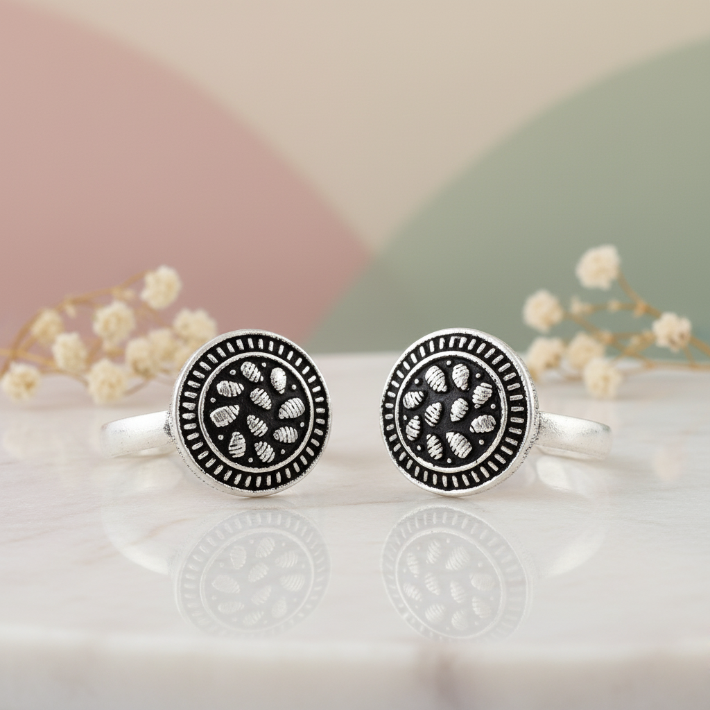 Oxidized Silver Boho Tribal Toe Rings