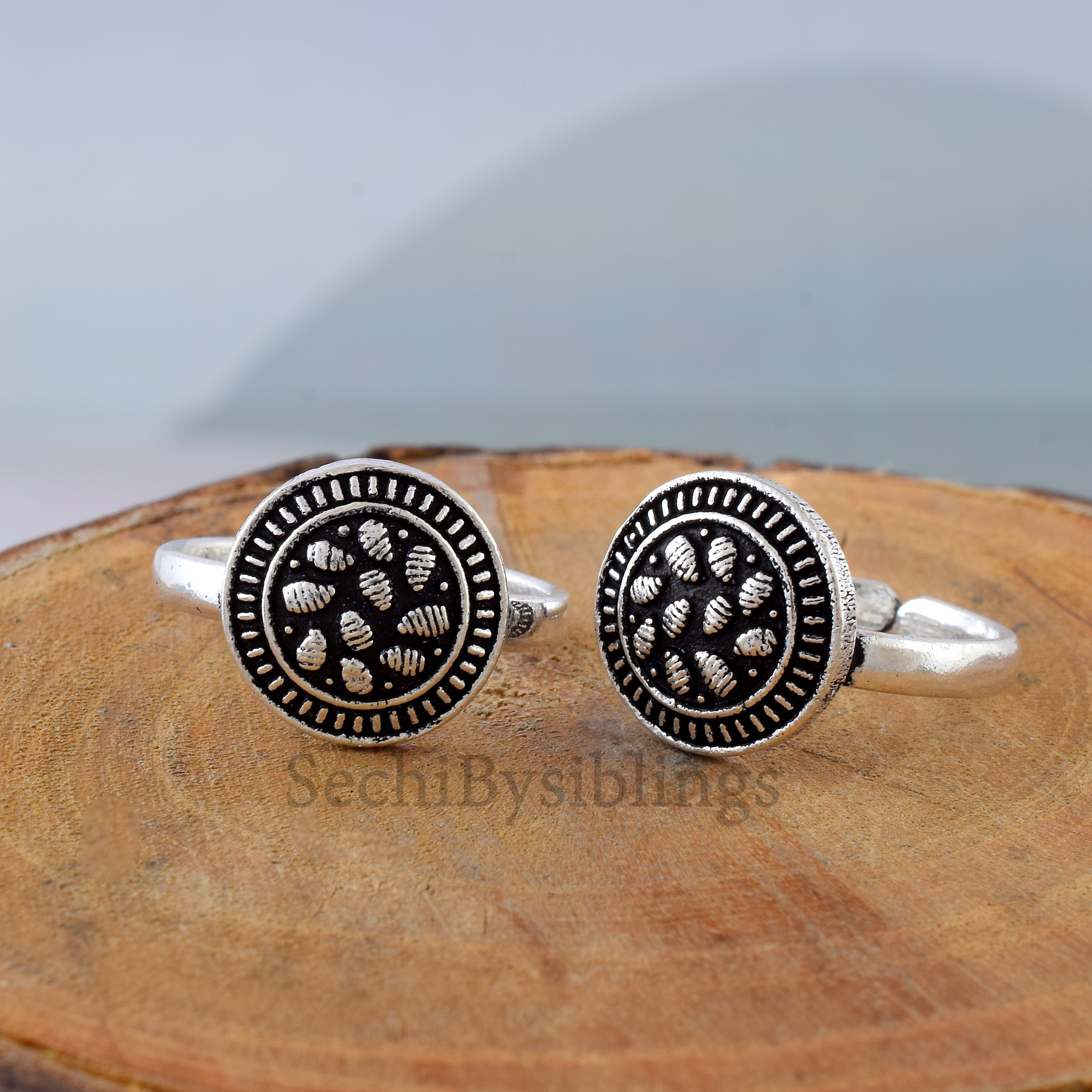 Oxidized Silver Boho Tribal Toe Rings