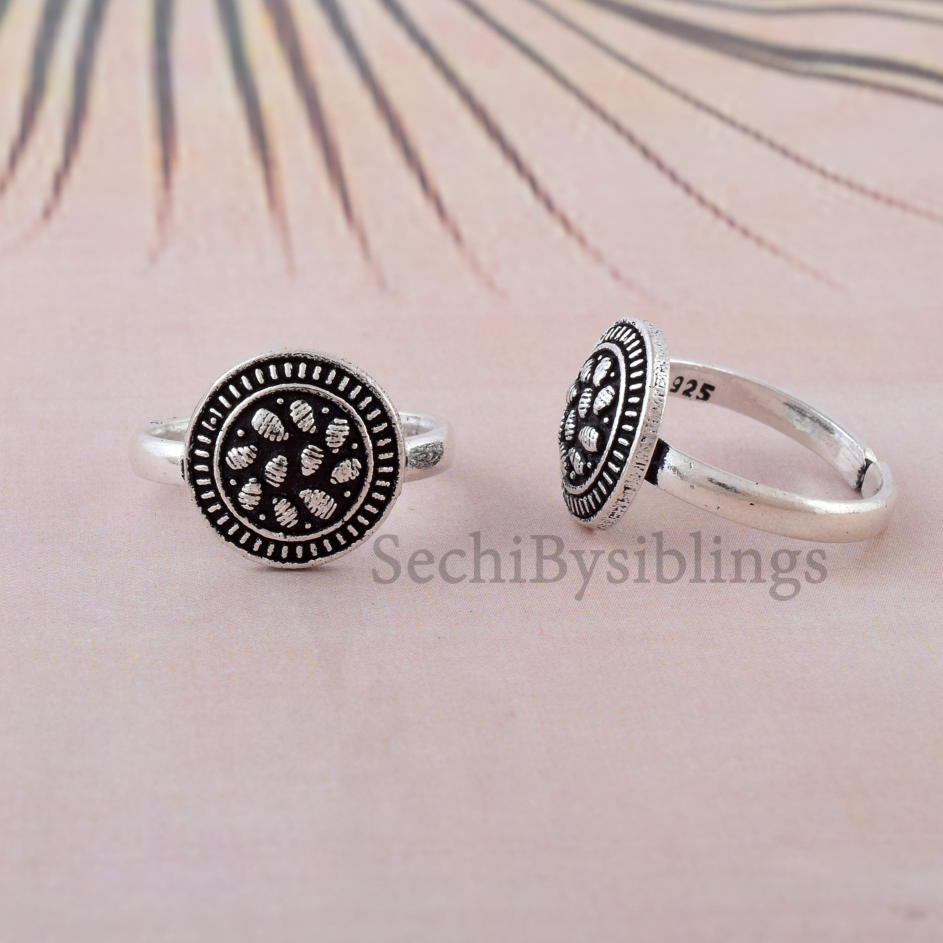 Oxidized Silver Boho Tribal Toe Rings