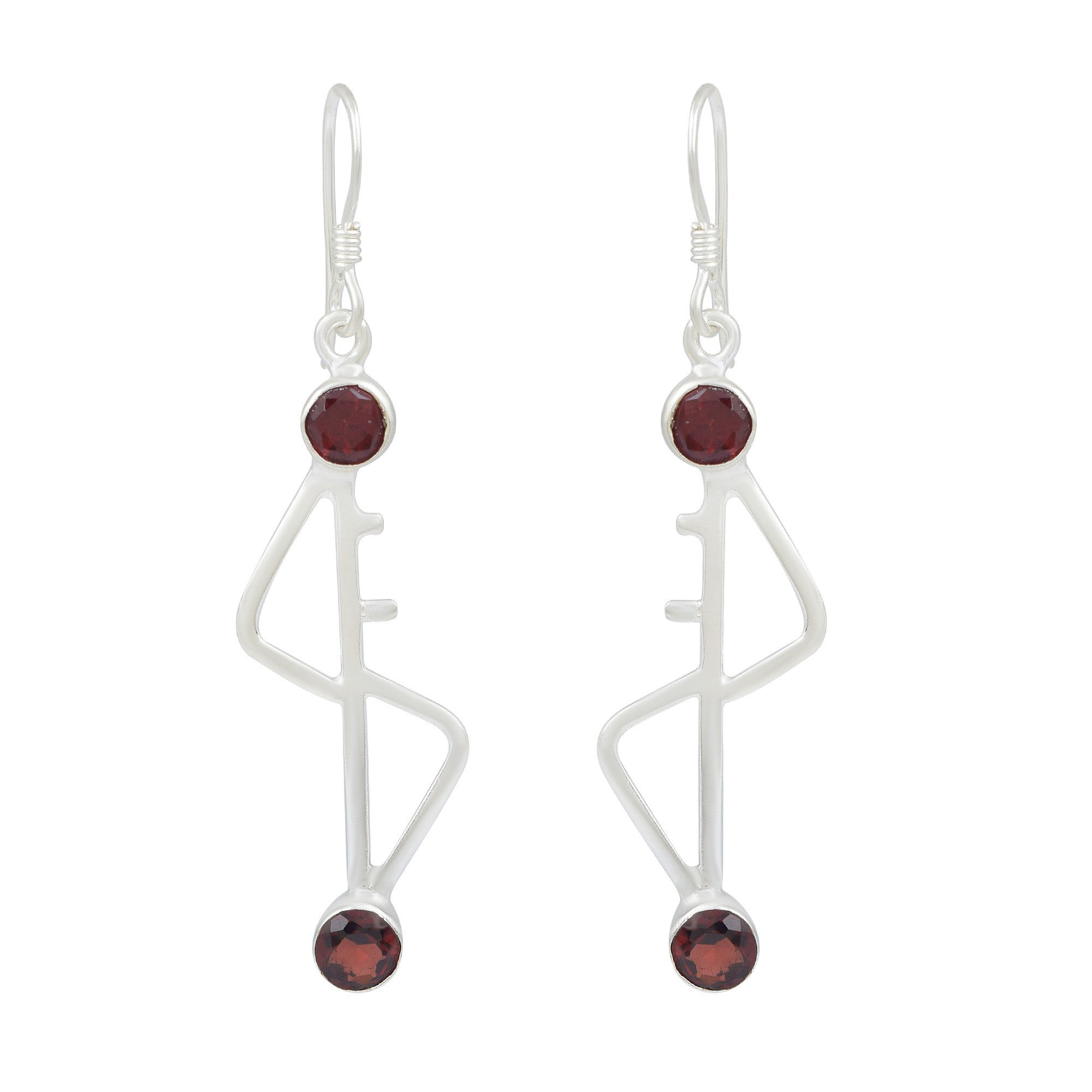 Garnet Silver Dangles Earring