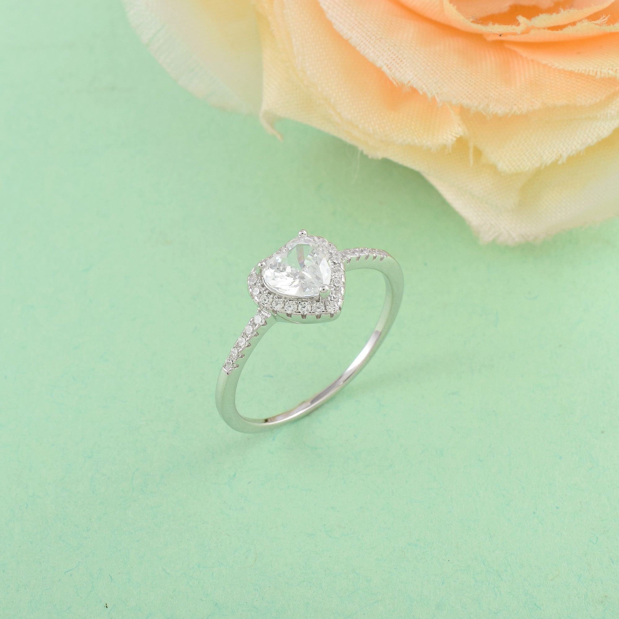 Heart-Shaped Cubic Zirconia Ring