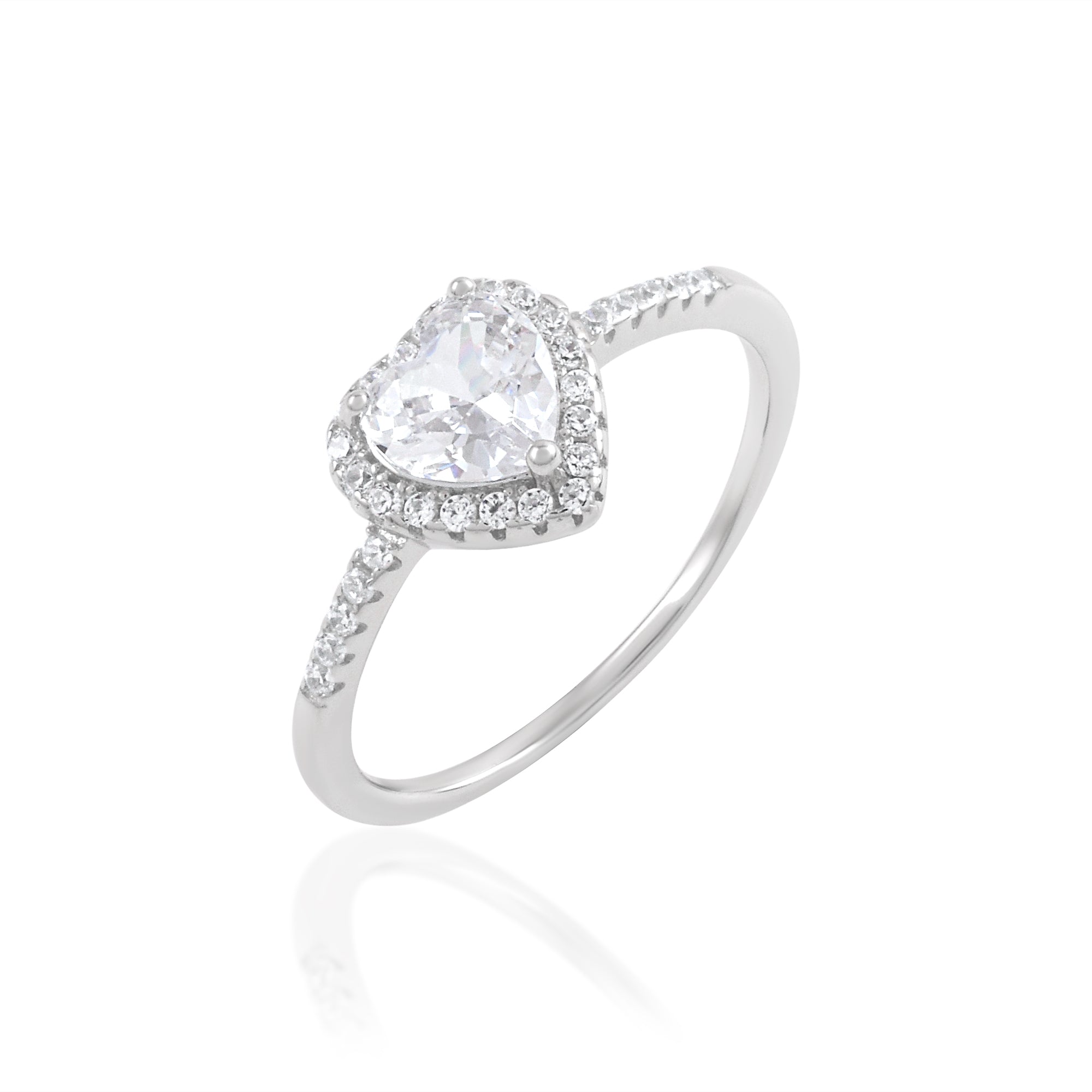 Heart-Shaped Cubic Zirconia Ring