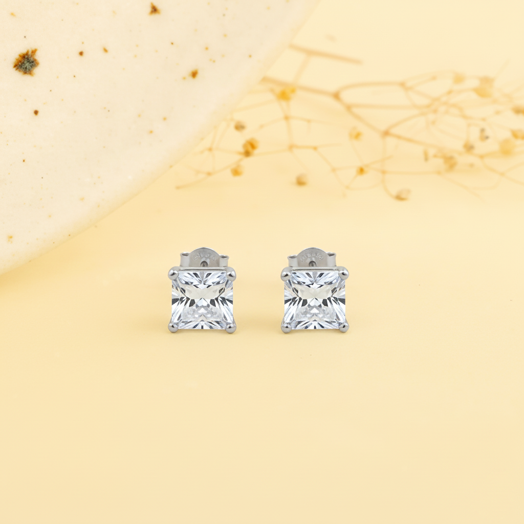 Sparkling Square Cubic Zirconia Earrings