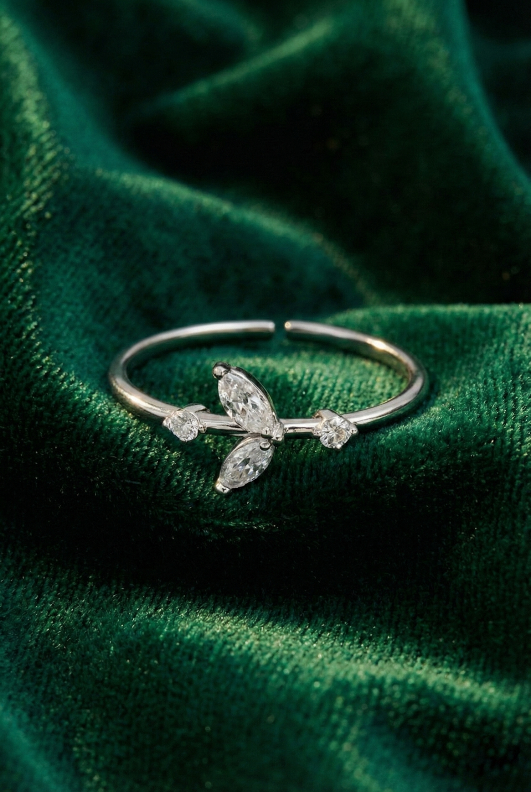 Dainty Nature-Inspired CZ Branch Ring