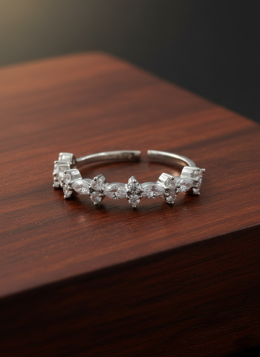 Floral-Style Marquise CZ Sparkling Ring