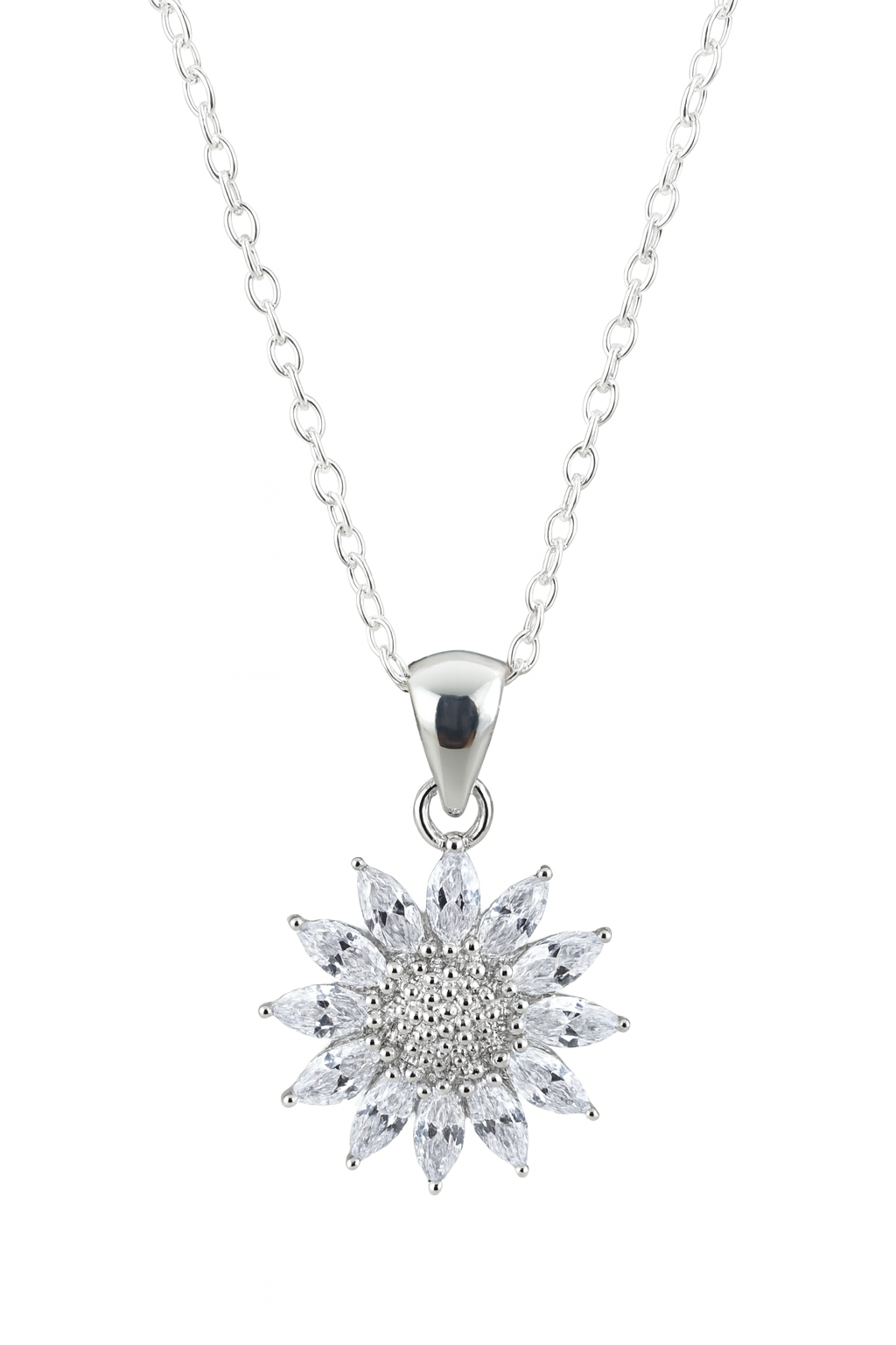 Sparkling CZ Sunflower Pendant