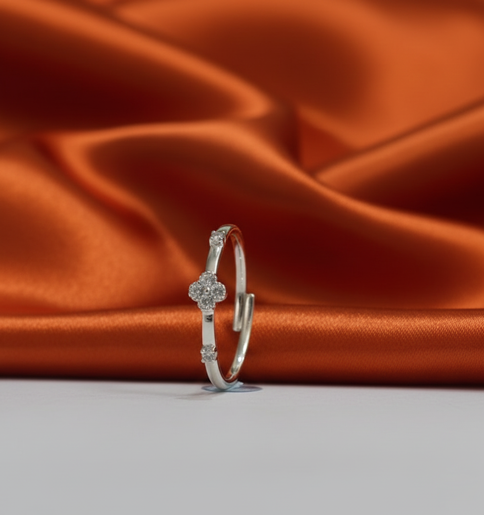 CZ Silver Adjustable Ring