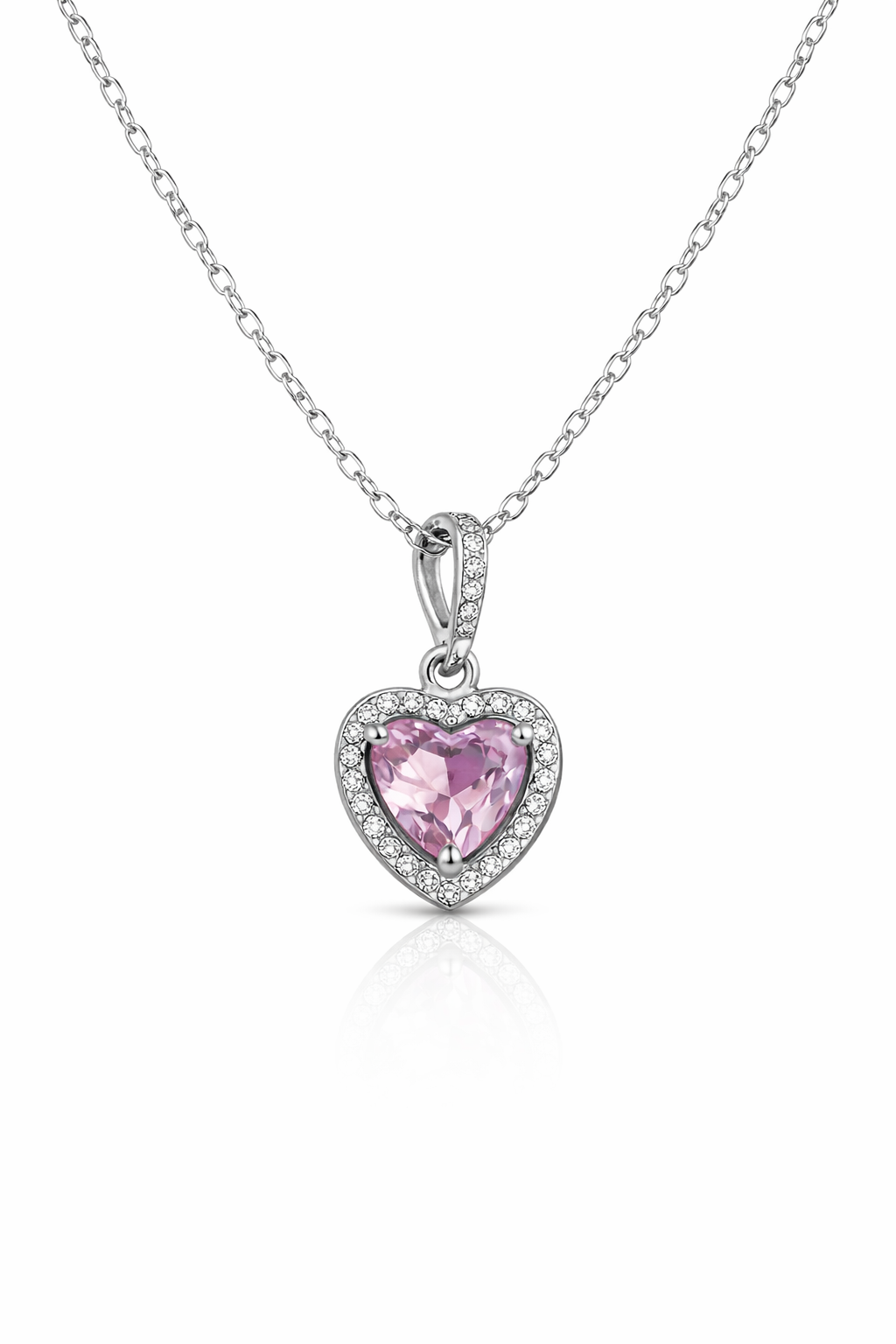 Sparkling Pink Zircon Heart Charm