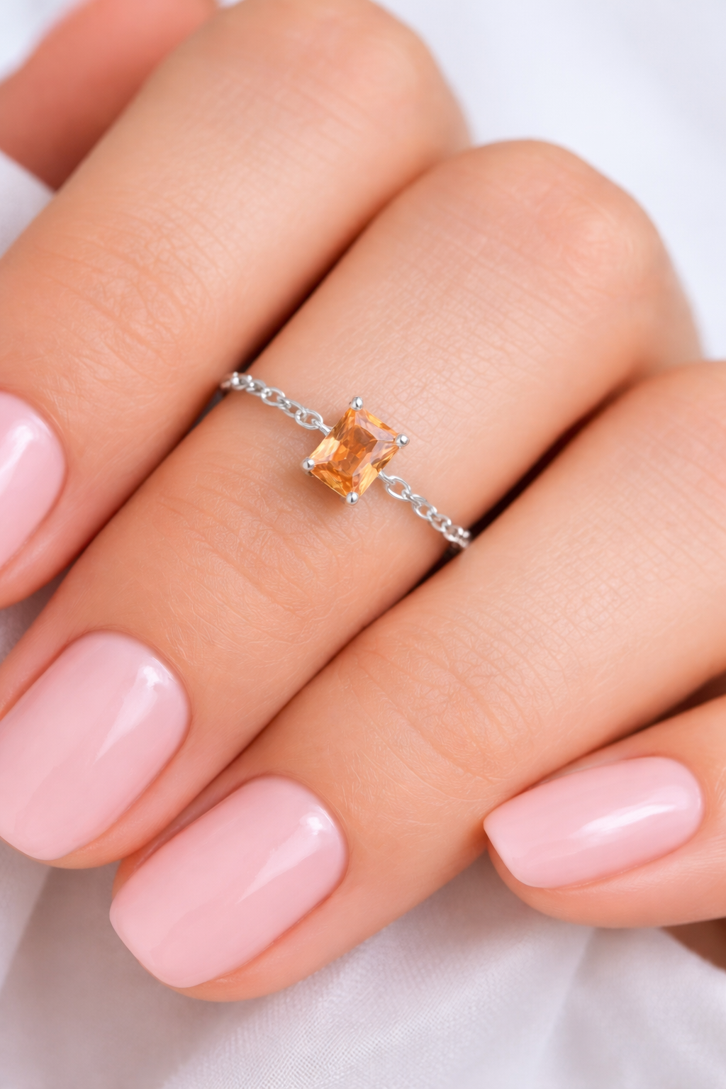 Radiant Yellow Stone Finger Chain Ring