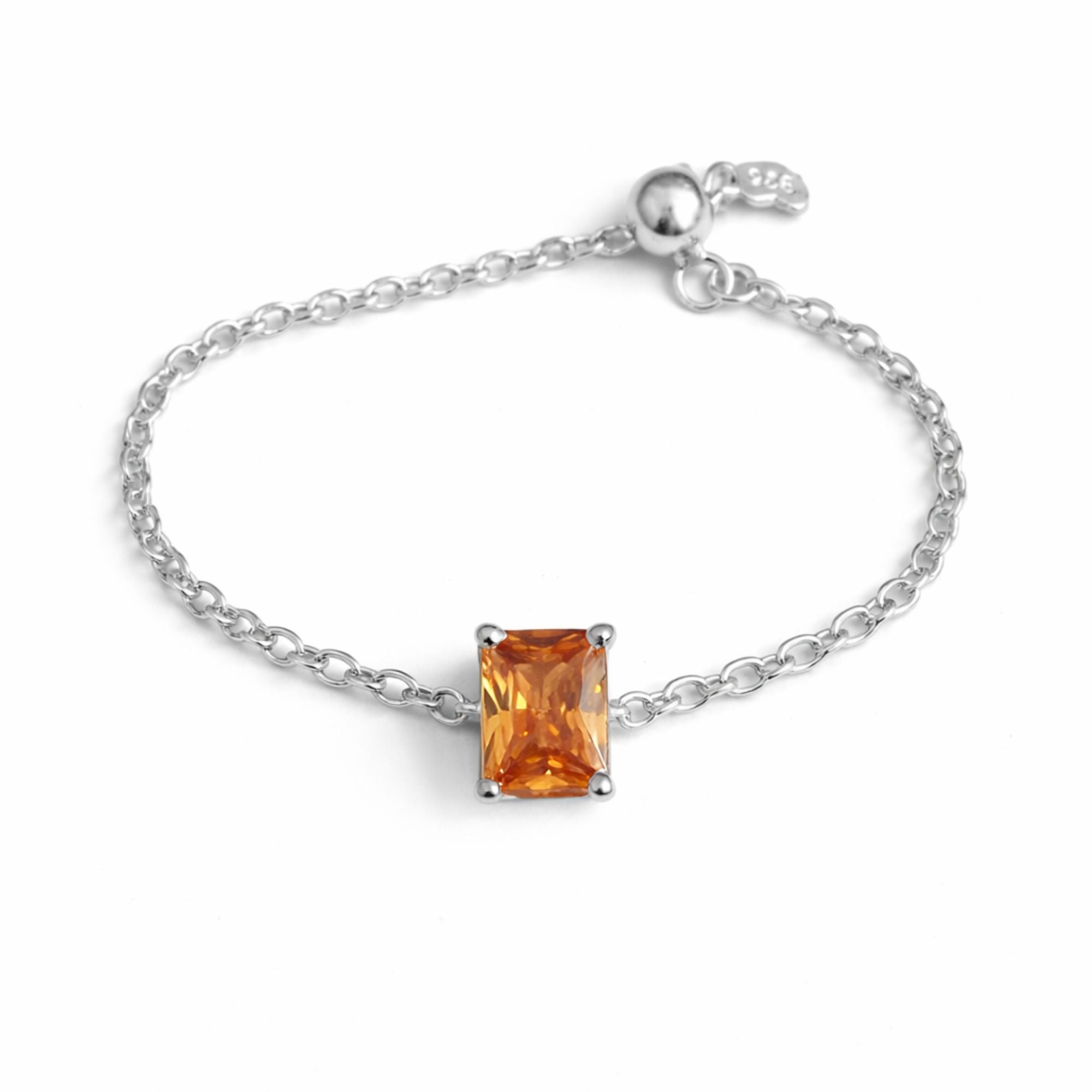 Radiant Yellow Stone Finger Chain Ring