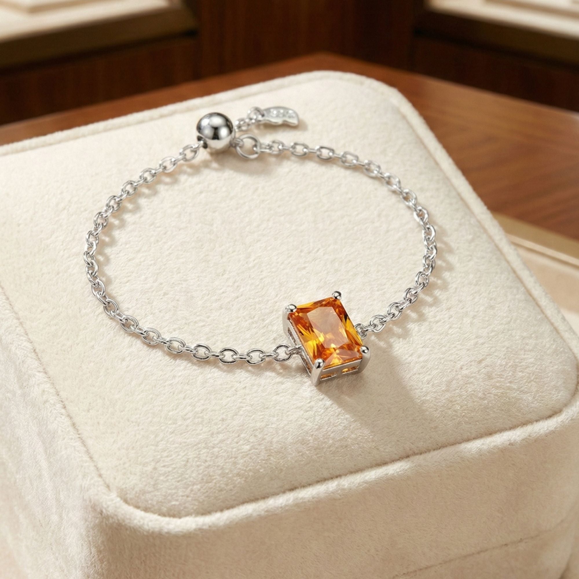 Radiant Yellow Stone Finger Chain Ring