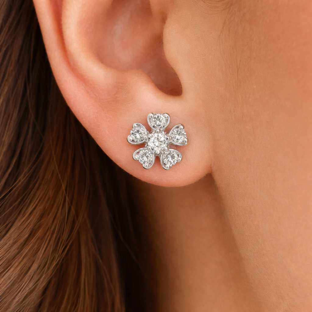 Sparkling CZ Floral Blossom Studs