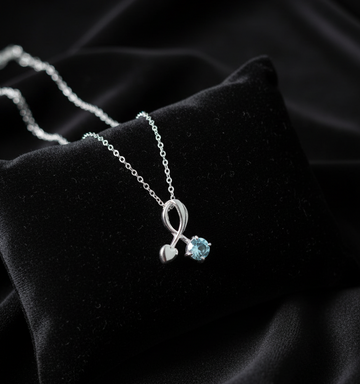 Silver Heart & Ribbon Necklace