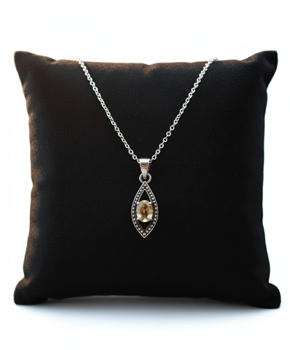 Citrine Eye-Shape Necklace