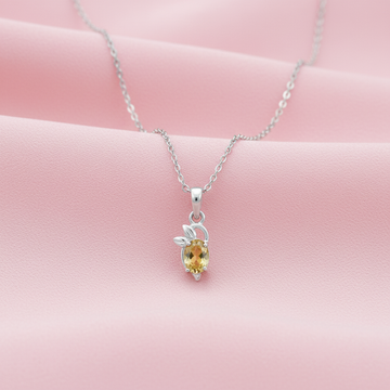 Citrine Dainty Floral Petal Pendant