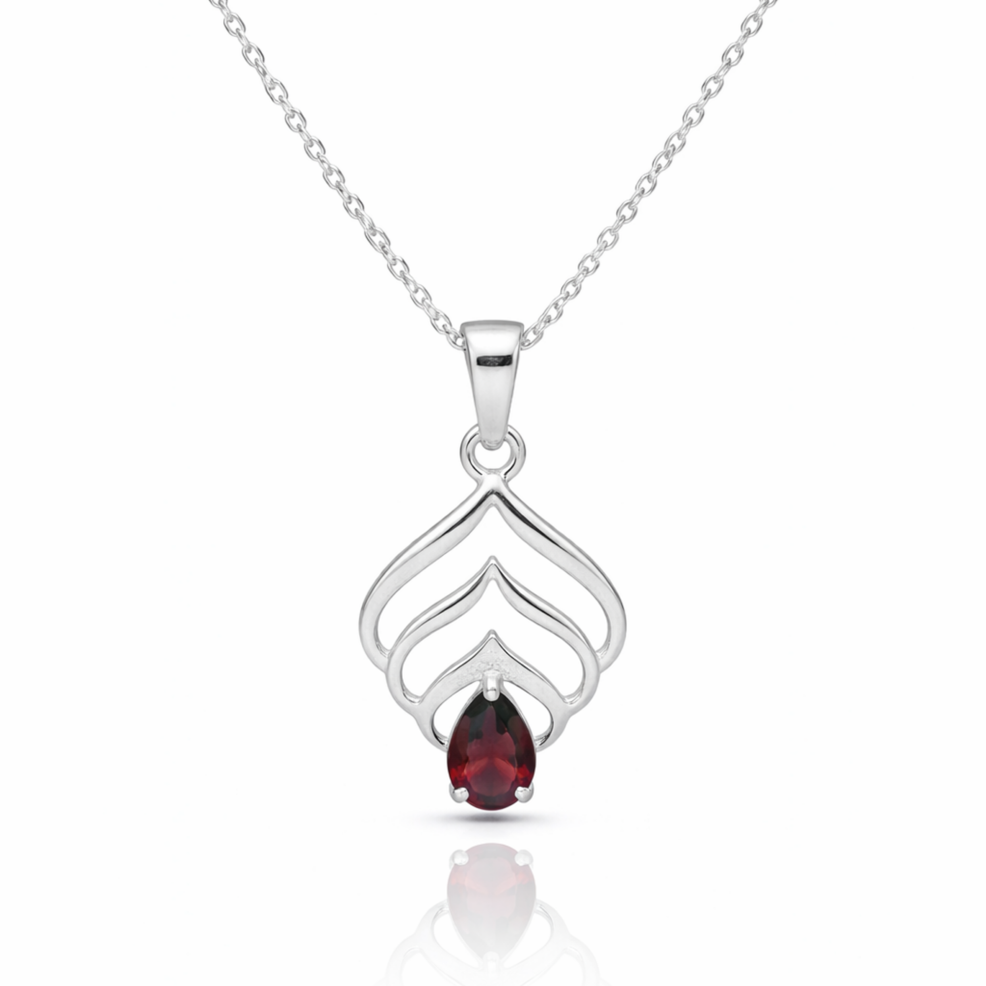 Natural Garnet Silver Pendant
