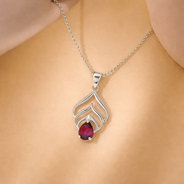 Natural Garnet Silver Pendant