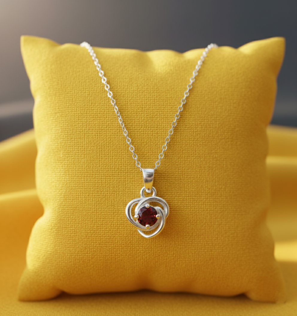 Natural Garnet Sterling Silver Necklace
