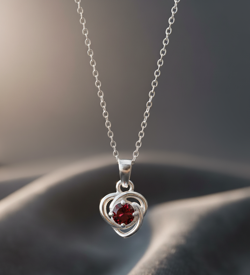 Natural Garnet Sterling Silver Necklace