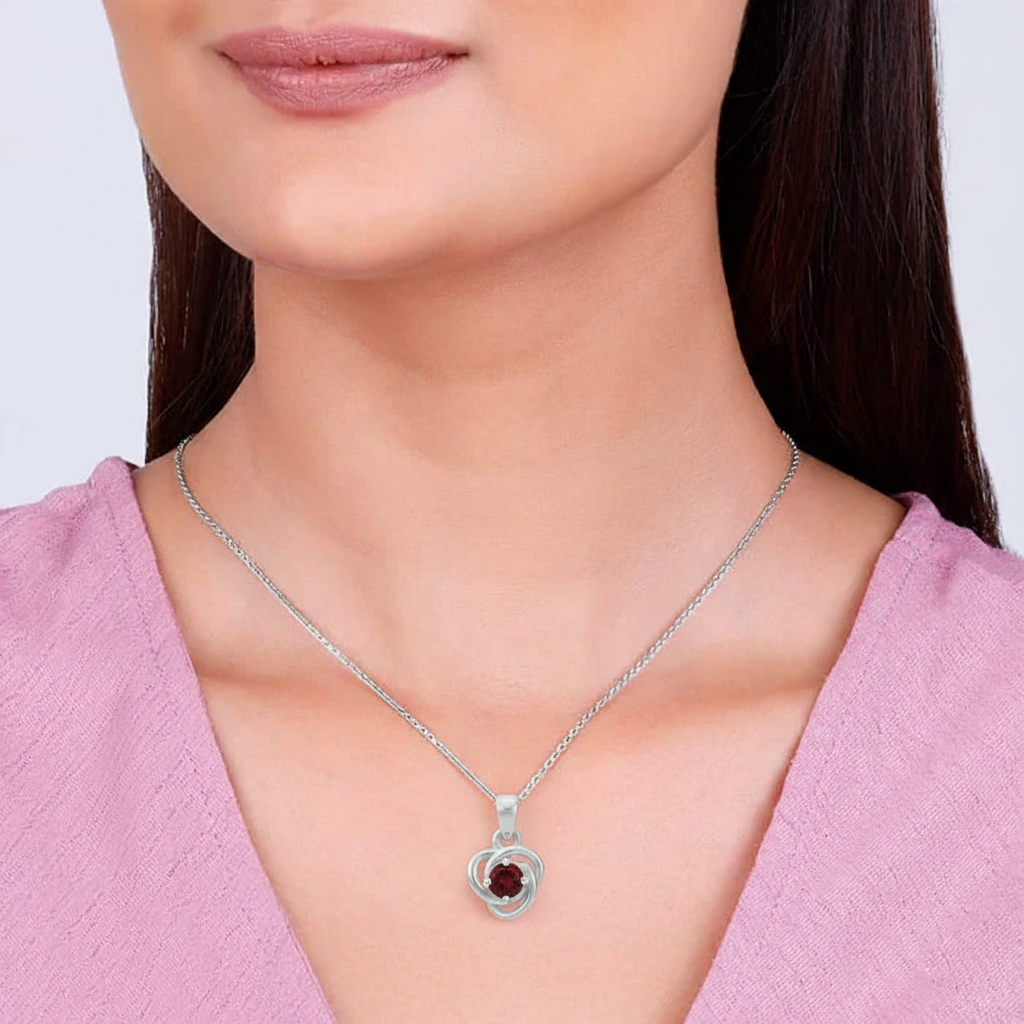 Natural Garnet Sterling Silver Necklace