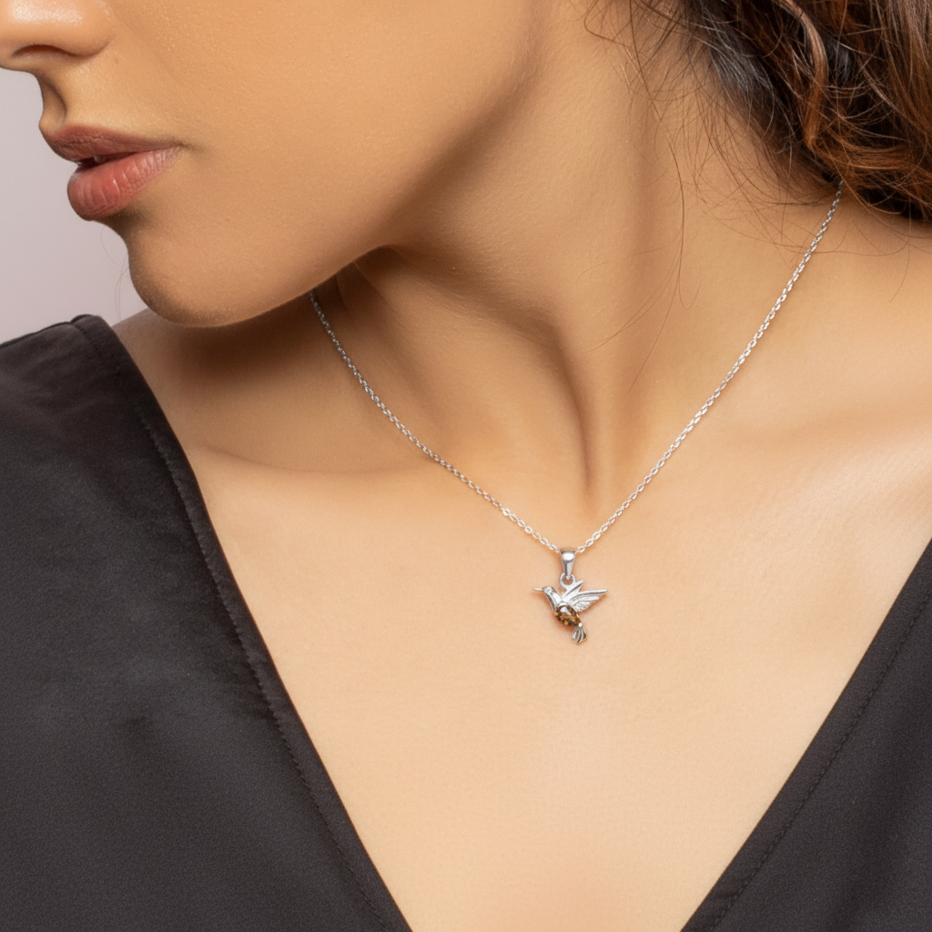 Smoky Quartz Pear-Cut Bird Pendant