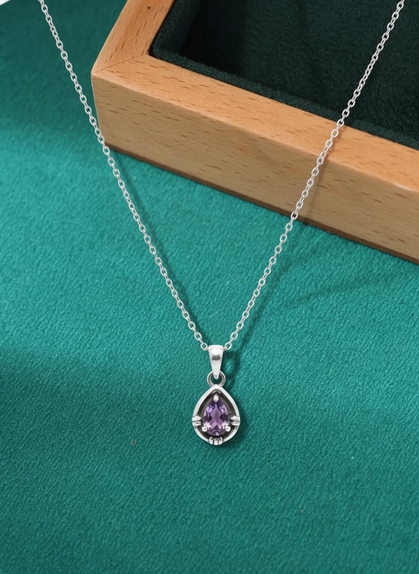 Purple Amethyst Pear-Cut Necklace