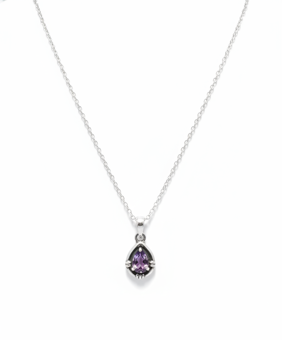 Purple Amethyst Pear-Cut Necklace