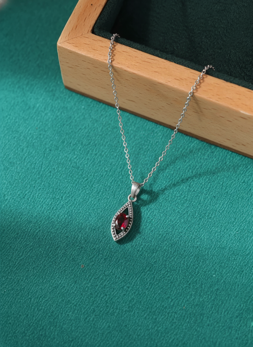 Vintage Eye Shape Silver Pendant