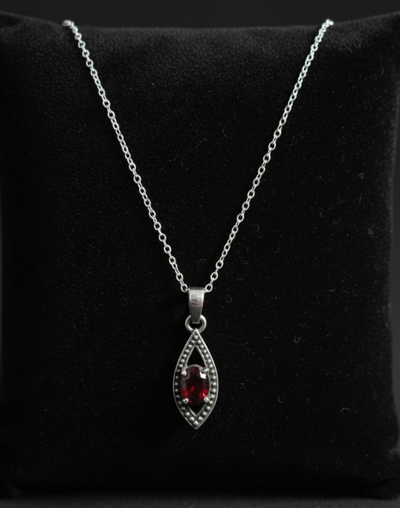 Vintage Eye Shape Silver Pendant