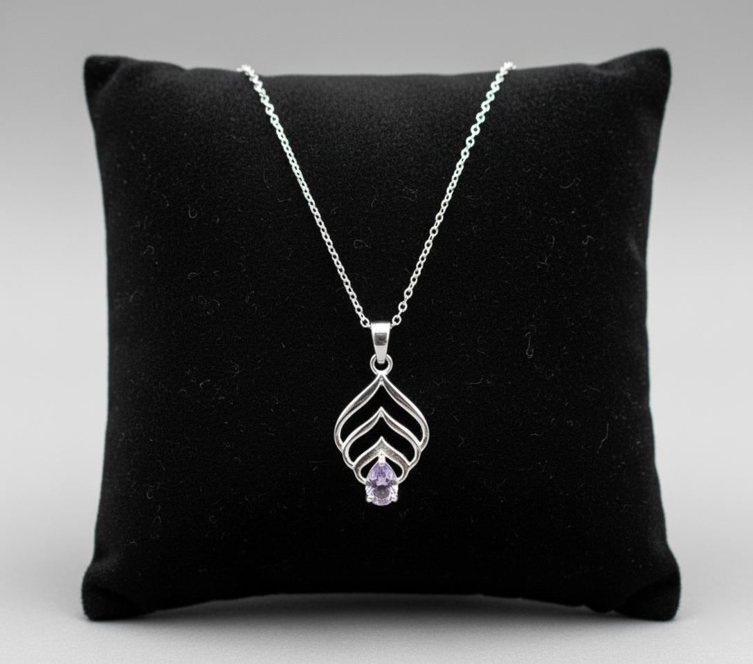 Minimalist Amethyst Silver Pendant