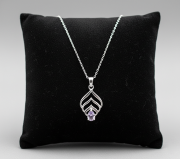 Minimalist Amethyst Silver Pendant