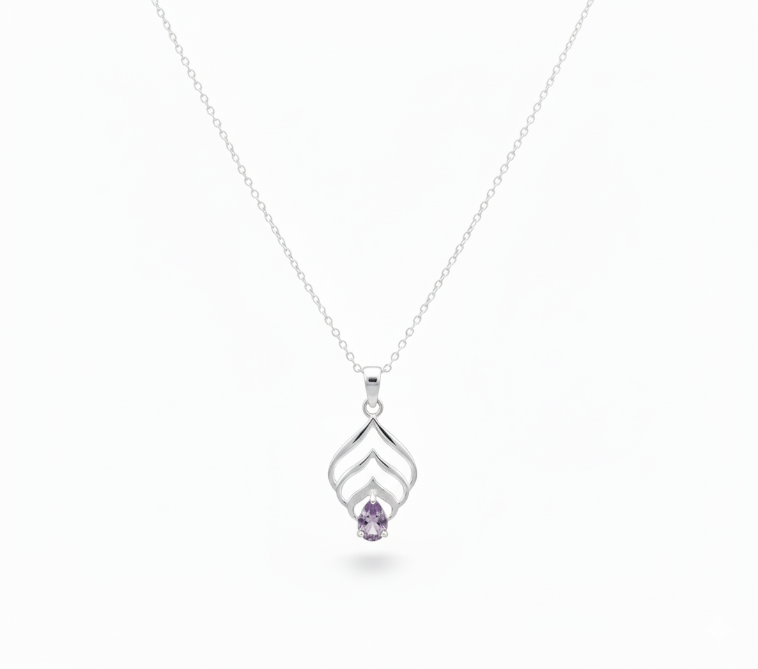 Minimalist Amethyst Silver Pendant