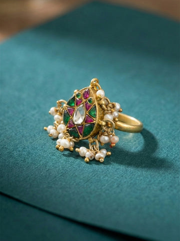 Royal Kundan Pearl Statement Ring