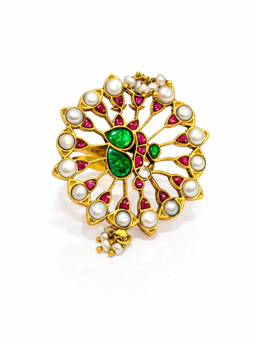 Royal Peacock Kundan Statement Ring