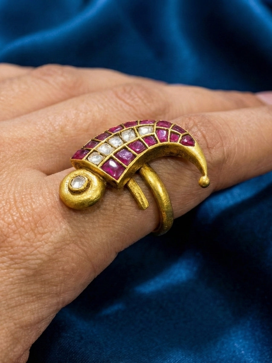 Ethnic Ruby & Polki Motif Ring