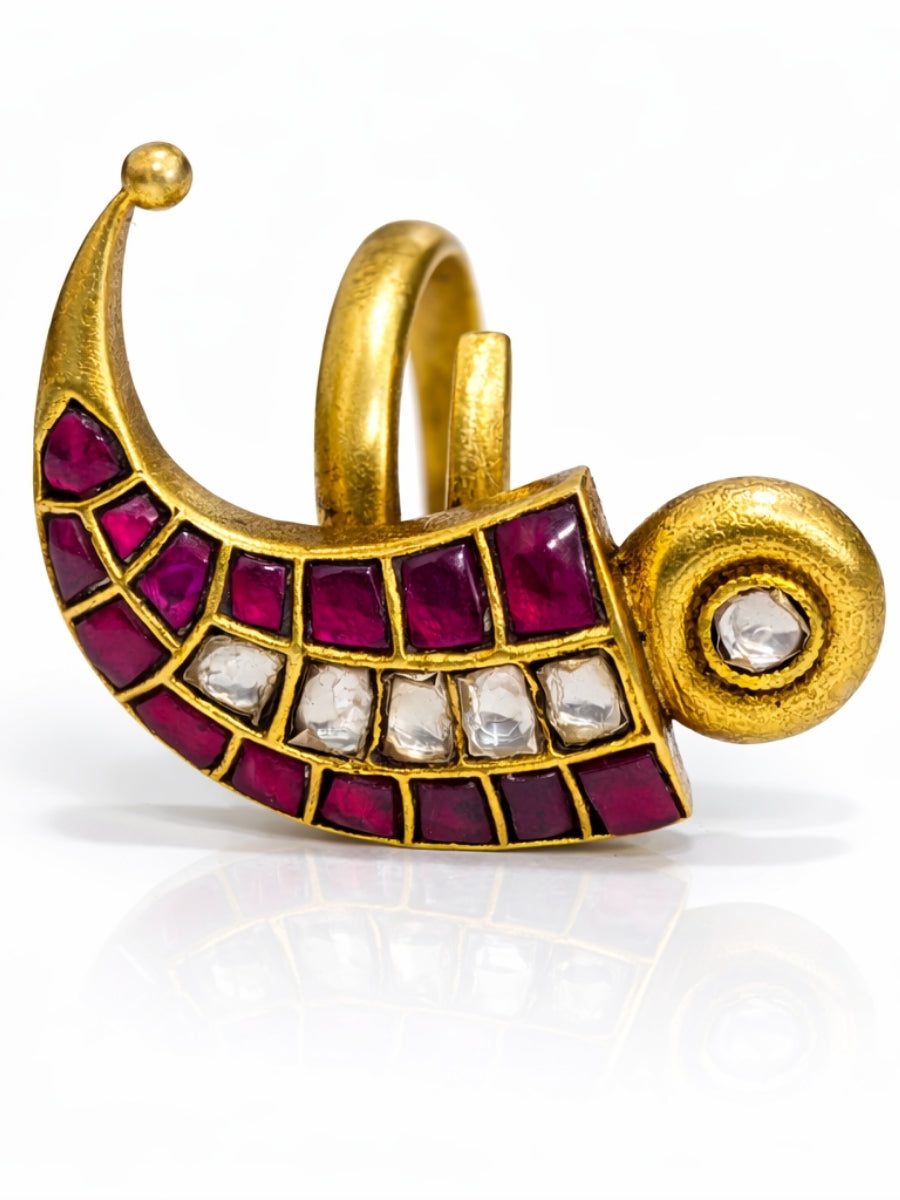 Ethnic Ruby & Polki Motif Ring