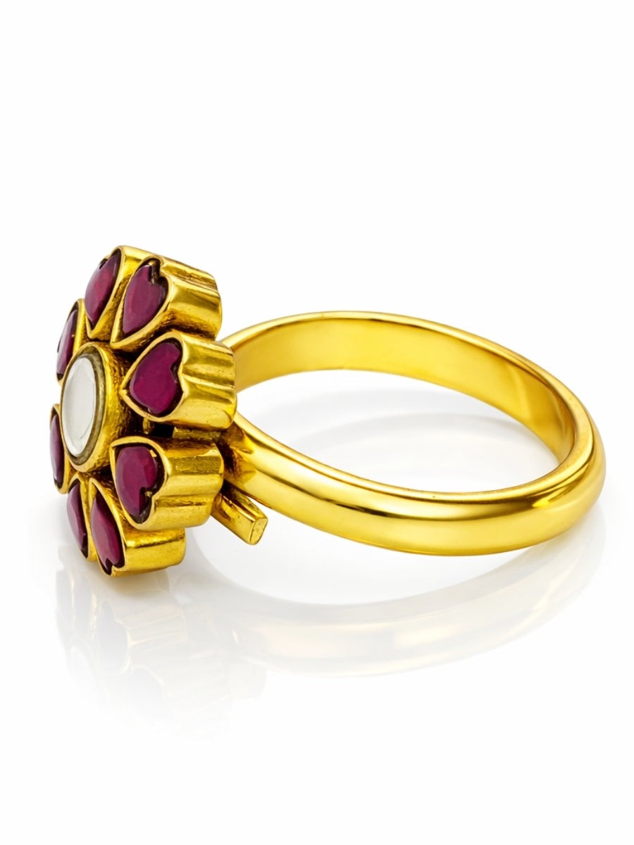 Flower Heart Petal Cocktail Ring