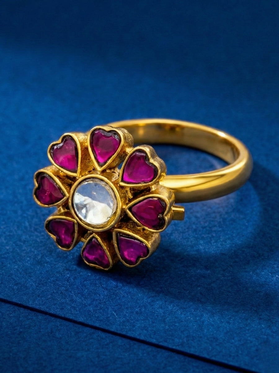 Flower Heart Petal Cocktail Ring