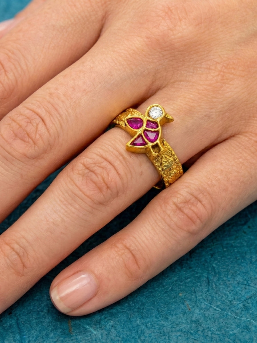 Kundan Bird Statement Band Ring