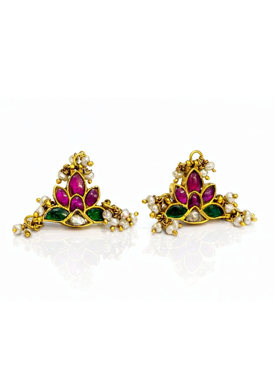 Indian-Style Kundan Lotus Studs