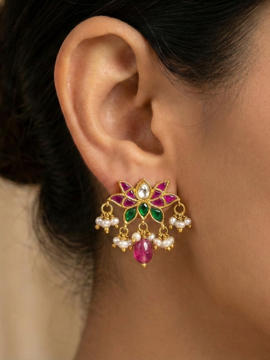 Multicolor Flower Statement Earrings