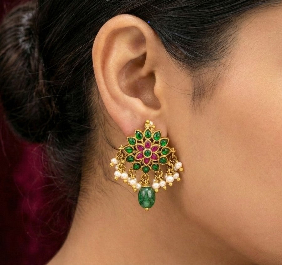 Indian-Style Multicolor Floral Earrings