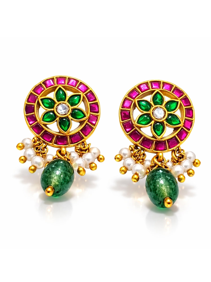 Multicolor Chakra Bloom Polki Earrings