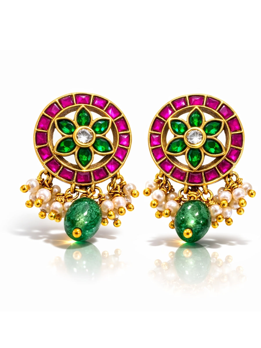 Multicolor Chakra Bloom Polki Earrings