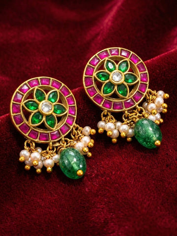 Multicolor Chakra Bloom Polki Earrings