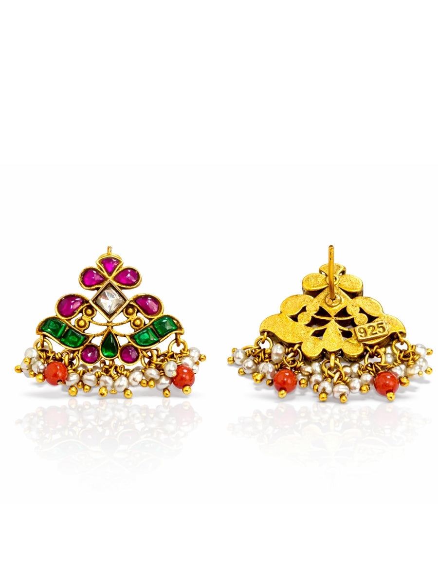 Indian-Style Kundan Chandelier Earrings