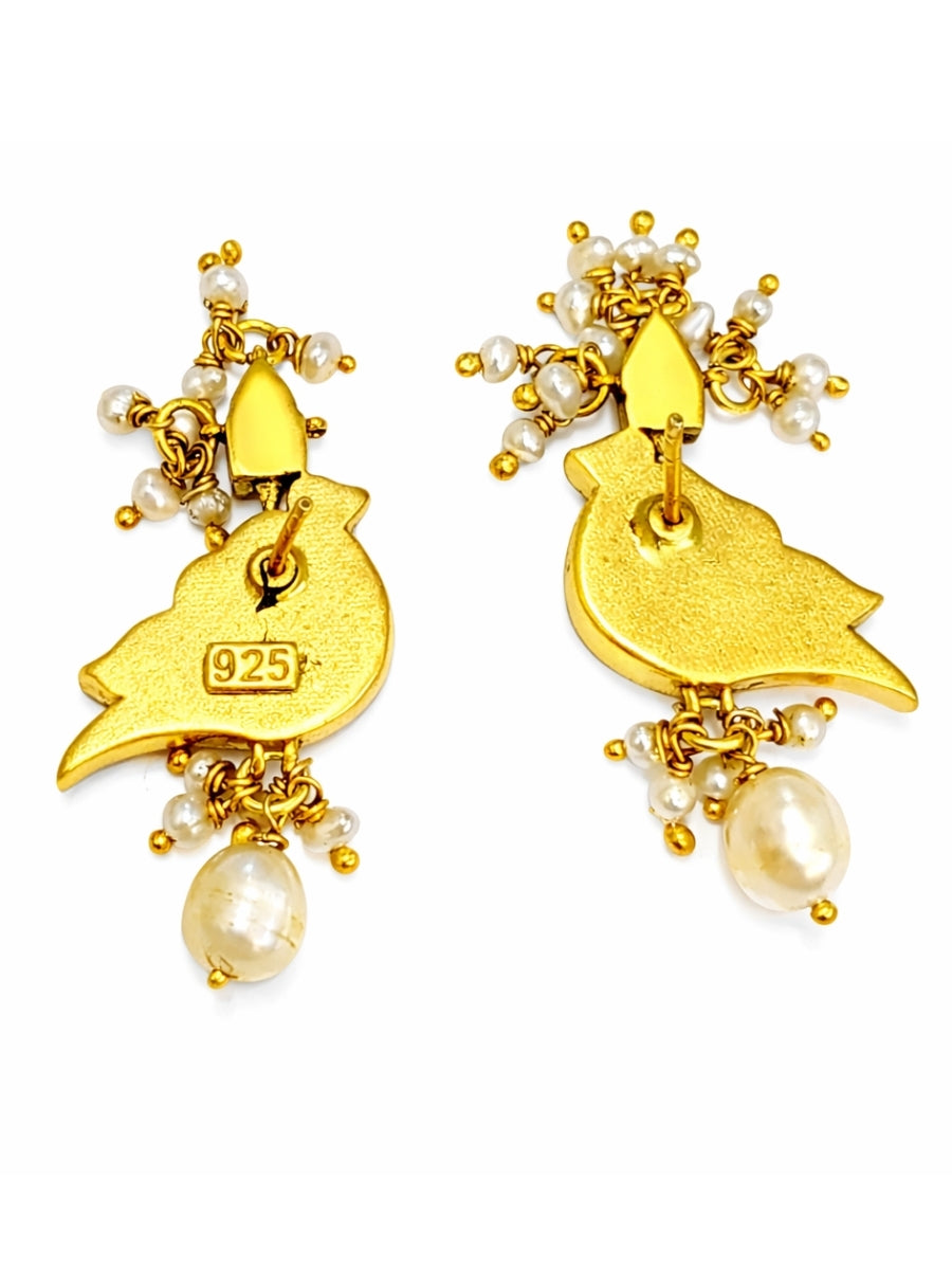 Elegant Kundan Bird Stud Earrings