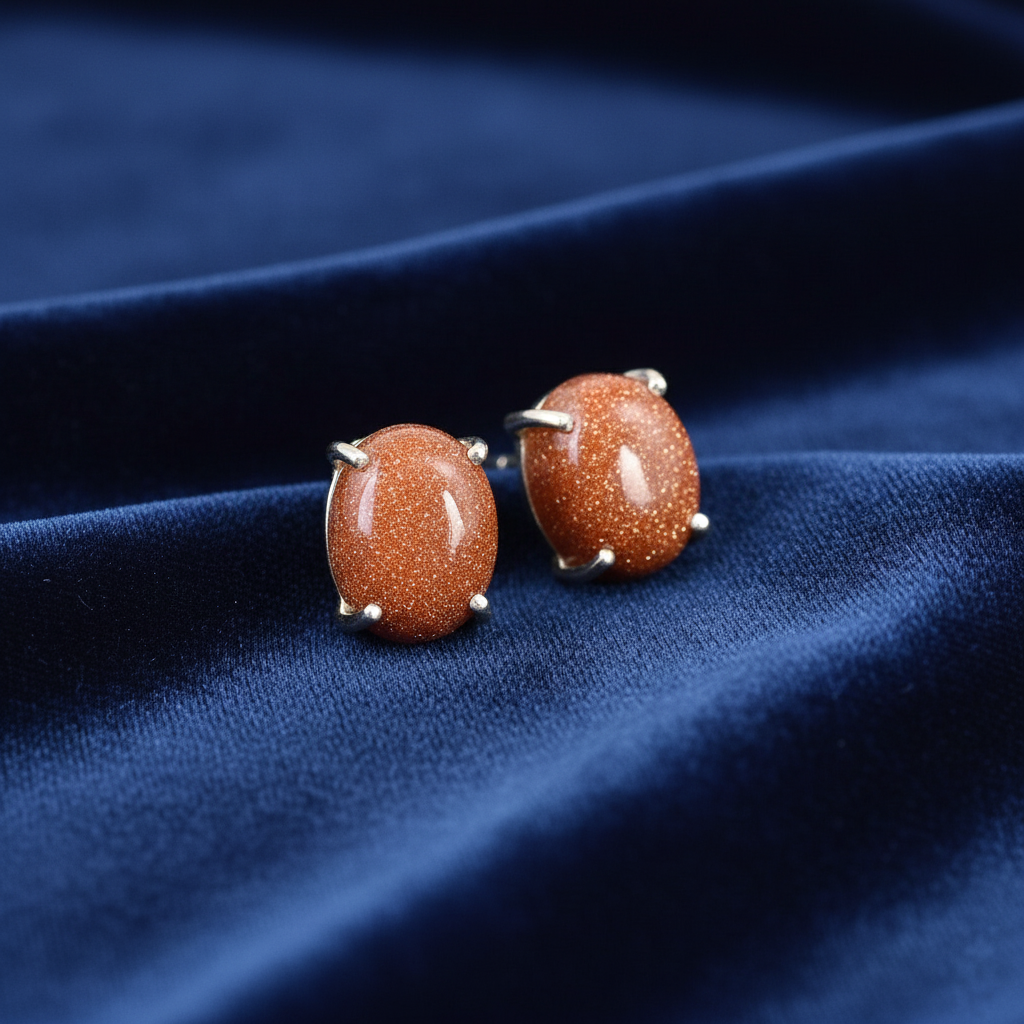 Goldstone Prongs Studs Earring