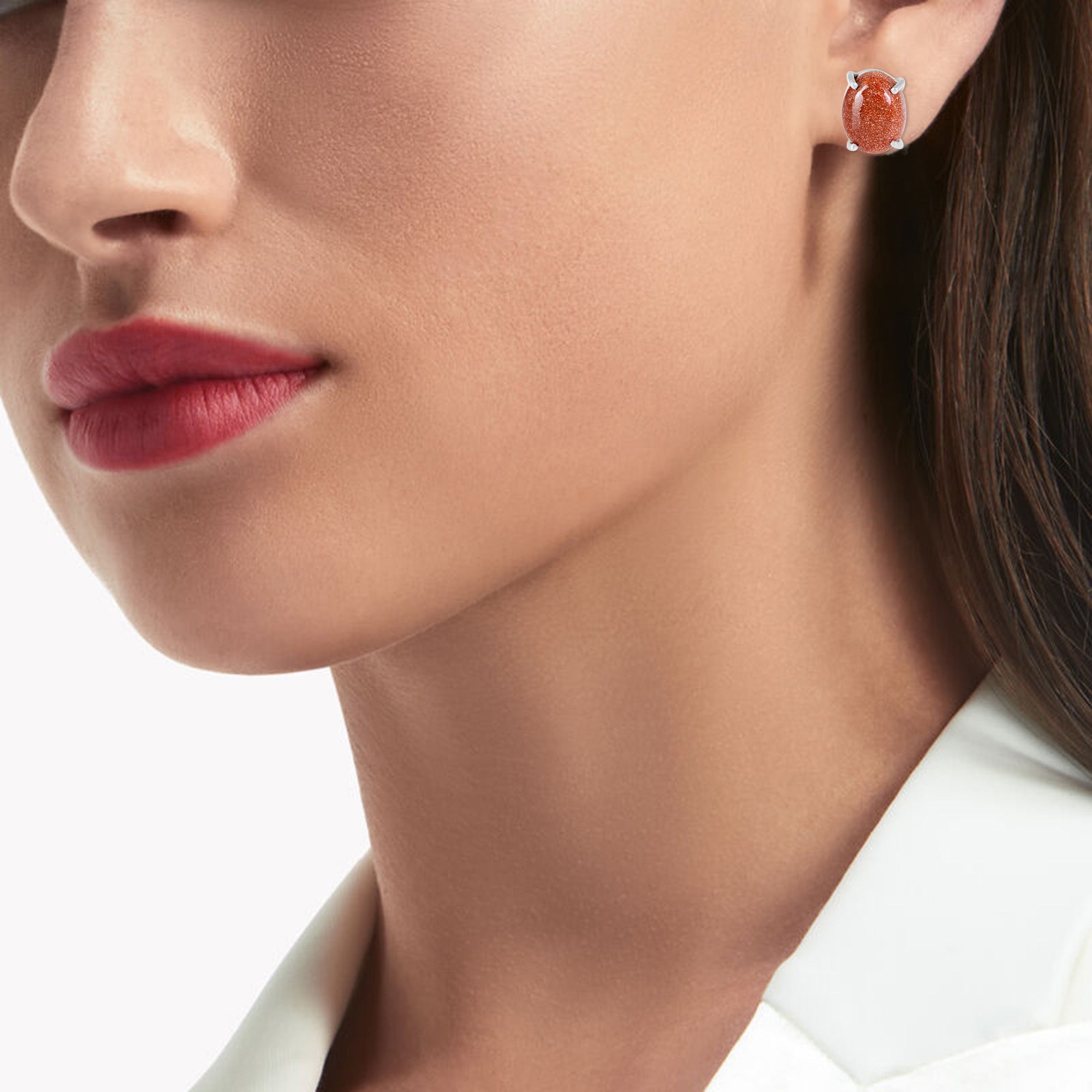 Goldstone Prongs Studs Earring